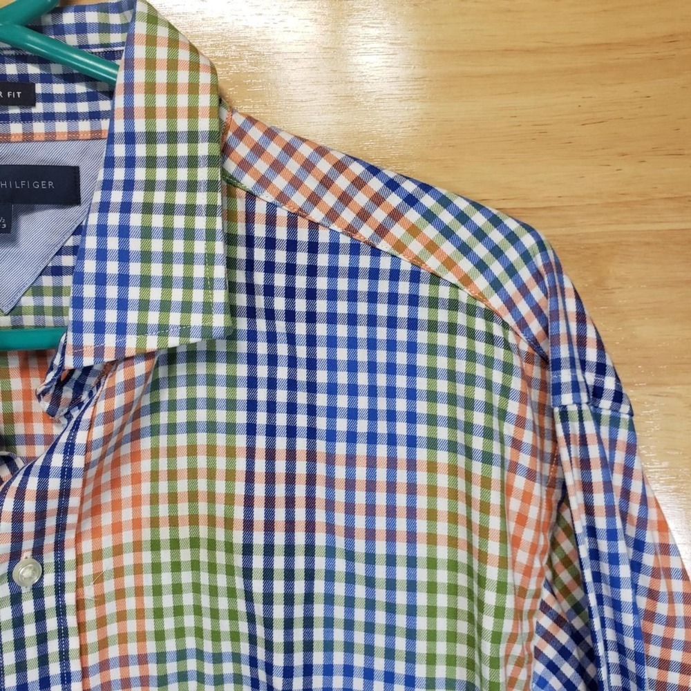 Tommy Hilfiger Men's Regular Fit Multicolor Plaid Shirt 16.5 32/33